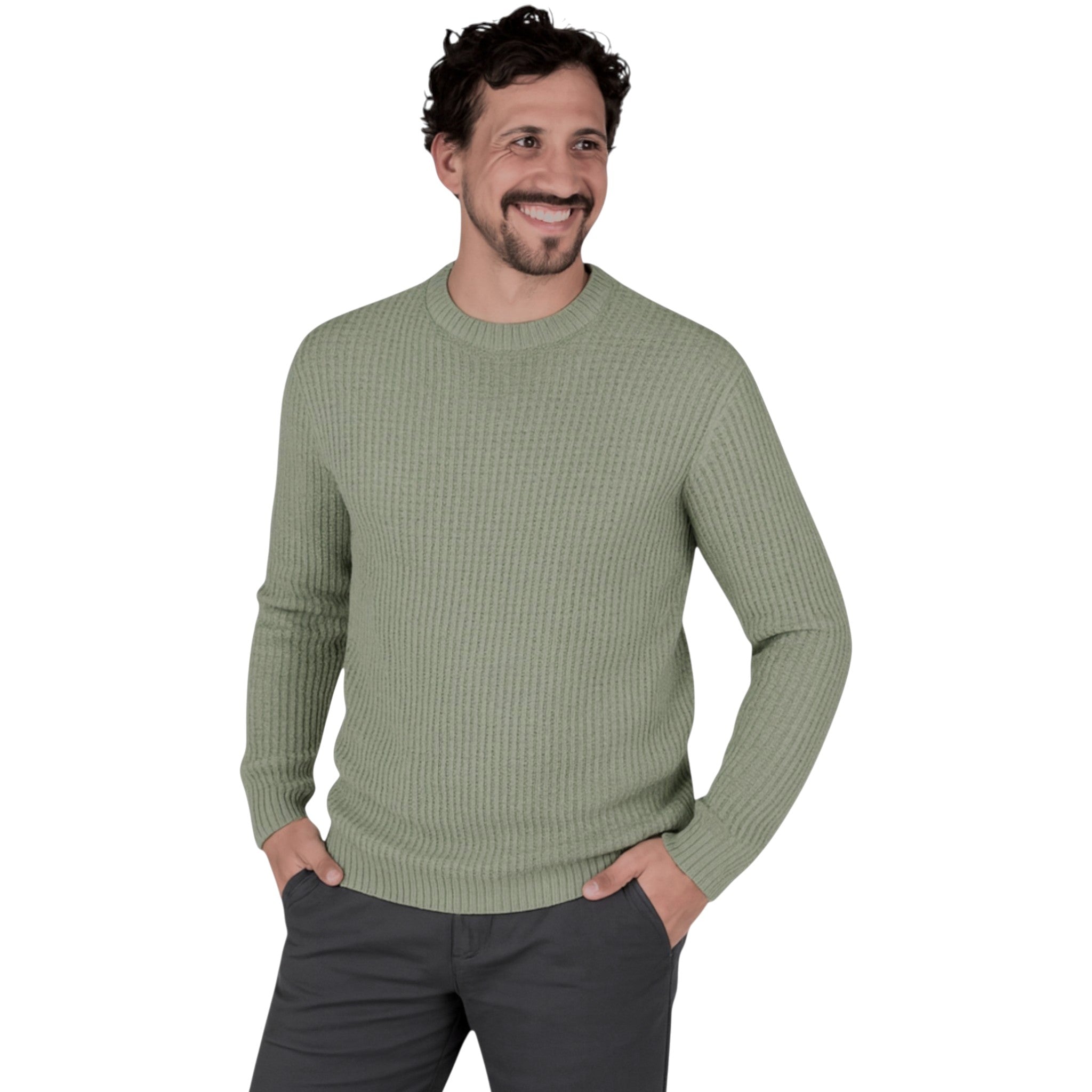 Men’s Ex Store Jack & Jones chunky knit jumper in light olive green – textured knit men’s sweater